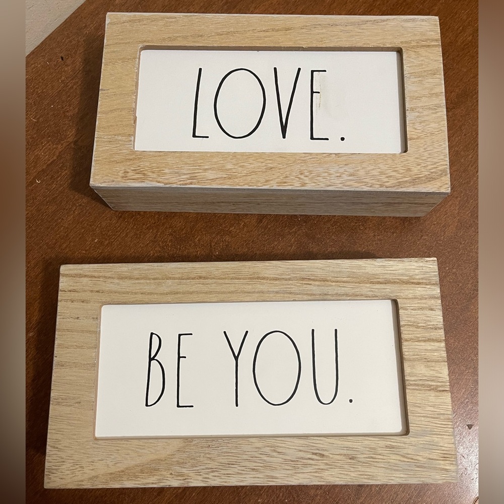 Rae Dunn Love and Be You wooden signs